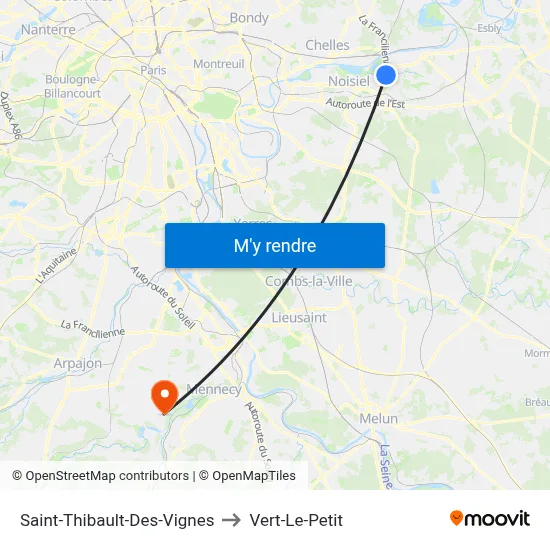Saint-Thibault-Des-Vignes to Vert-Le-Petit map