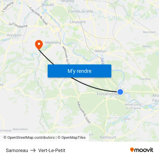 Samoreau to Vert-Le-Petit map