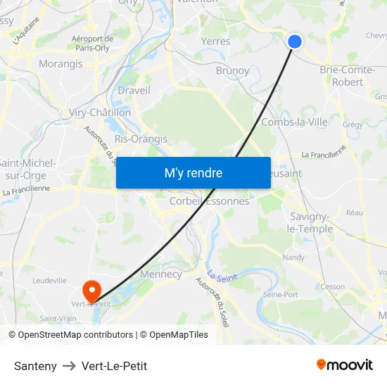 Santeny to Vert-Le-Petit map