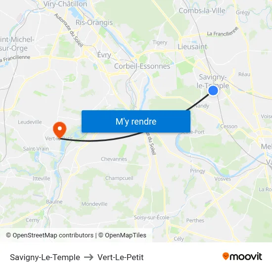 Savigny-Le-Temple to Vert-Le-Petit map