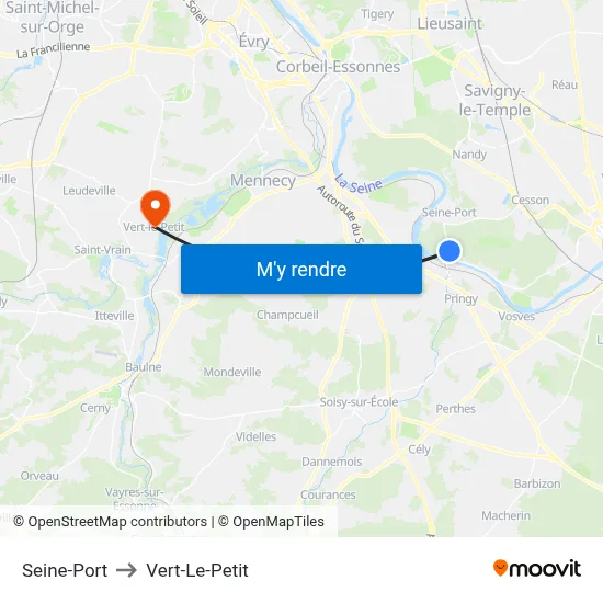 Seine-Port to Vert-Le-Petit map