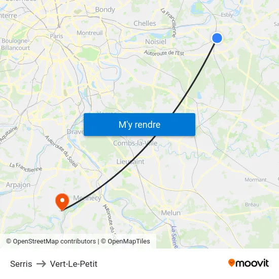 Serris to Vert-Le-Petit map