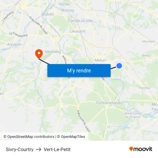 Sivry-Courtry to Vert-Le-Petit map