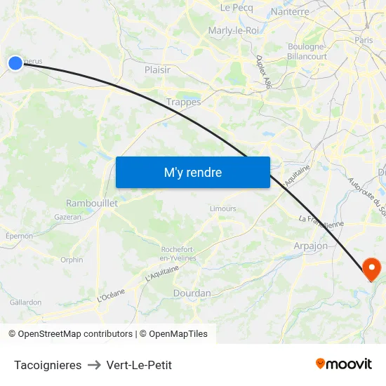 Tacoignieres to Vert-Le-Petit map