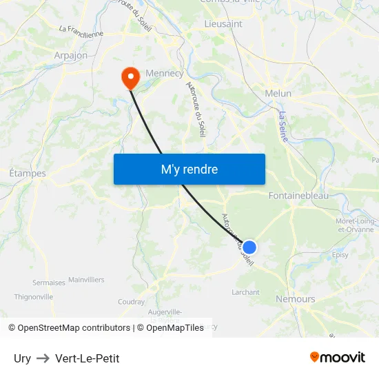 Ury to Vert-Le-Petit map
