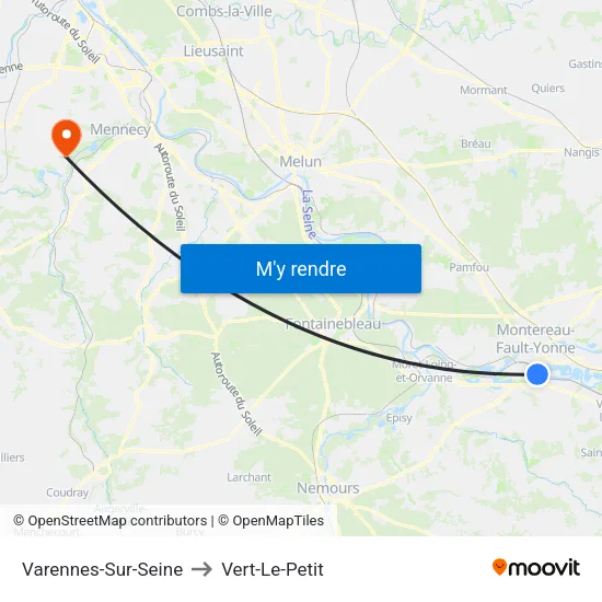 Varennes-Sur-Seine to Vert-Le-Petit map