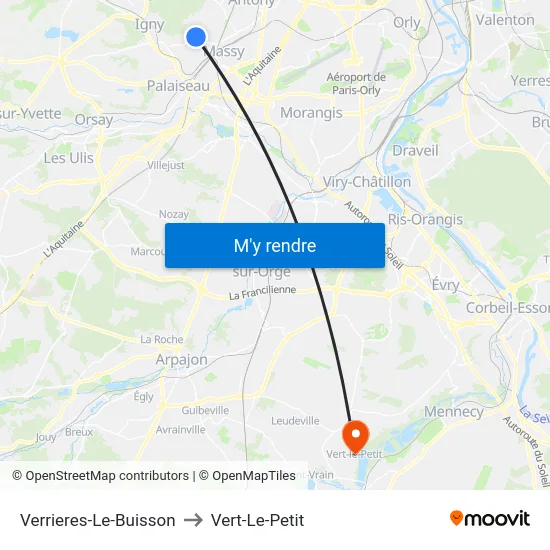 Verrieres-Le-Buisson to Vert-Le-Petit map