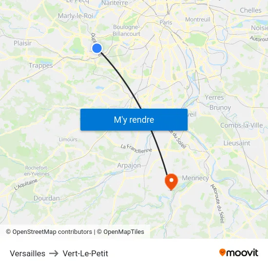 Versailles to Vert-Le-Petit map