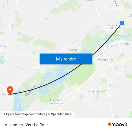 Villabe to Vert-Le-Petit map