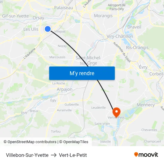 Villebon-Sur-Yvette to Vert-Le-Petit map