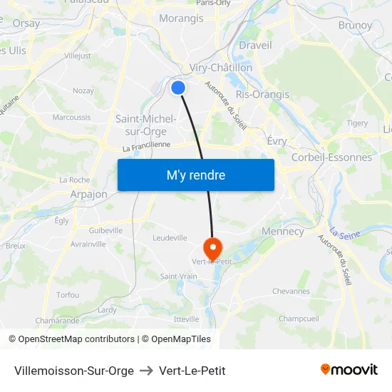 Villemoisson-Sur-Orge to Vert-Le-Petit map
