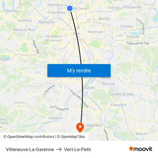 Villeneuve-La-Garenne to Vert-Le-Petit map