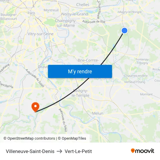 Villeneuve-Saint-Denis to Vert-Le-Petit map