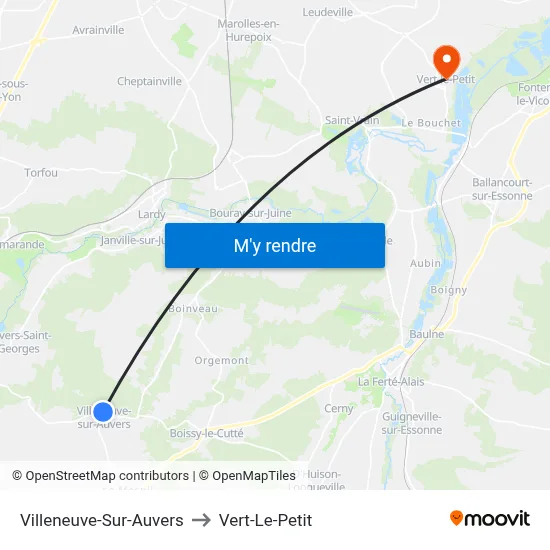 Villeneuve-Sur-Auvers to Vert-Le-Petit map