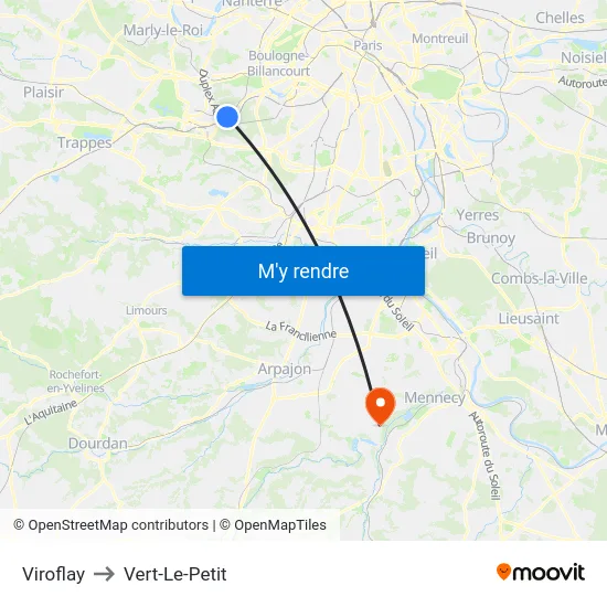 Viroflay to Vert-Le-Petit map