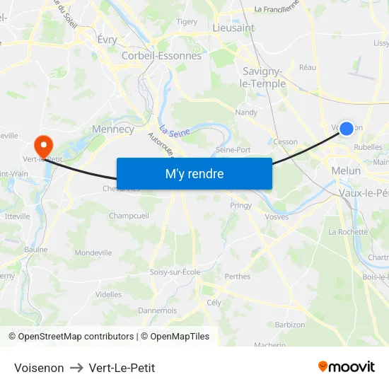 Voisenon to Vert-Le-Petit map