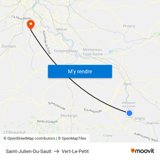 Saint-Julien-Du-Sault to Vert-Le-Petit map