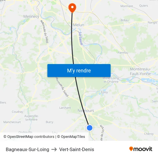 Bagneaux-Sur-Loing to Vert-Saint-Denis map