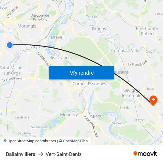 Ballainvilliers to Vert-Saint-Denis map