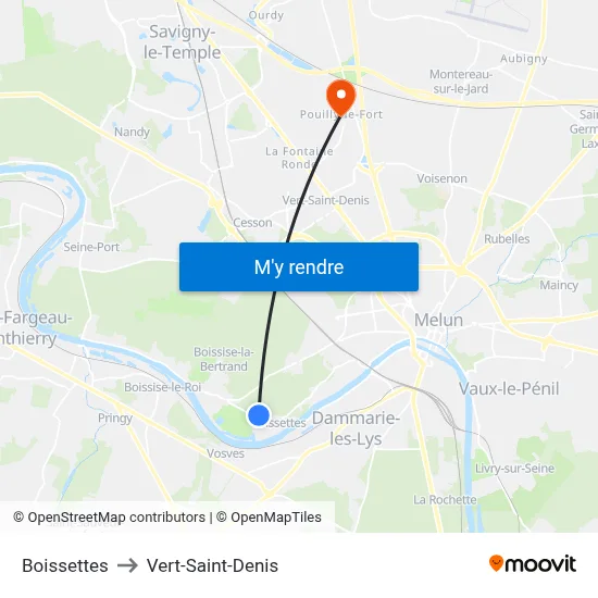 Boissettes to Vert-Saint-Denis map