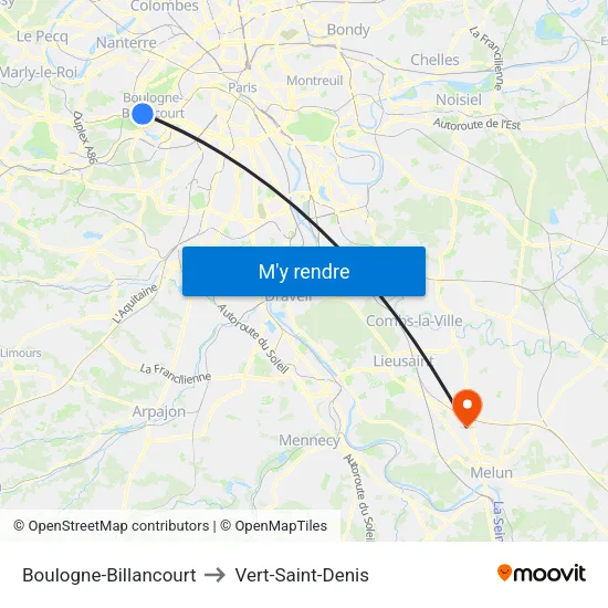 Boulogne-Billancourt to Vert-Saint-Denis map