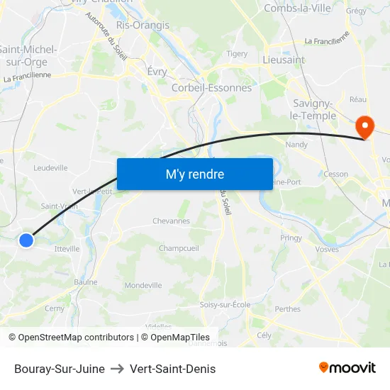 Bouray-Sur-Juine to Vert-Saint-Denis map