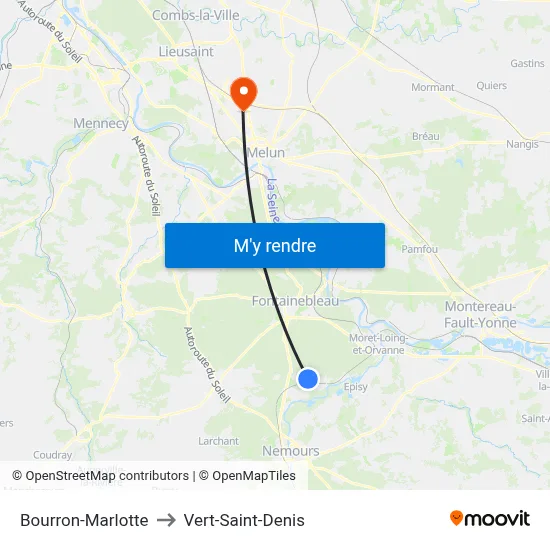 Bourron-Marlotte to Vert-Saint-Denis map