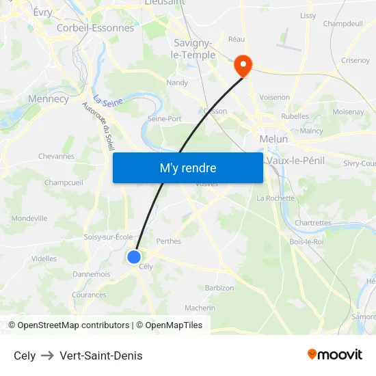 Cely to Vert-Saint-Denis map