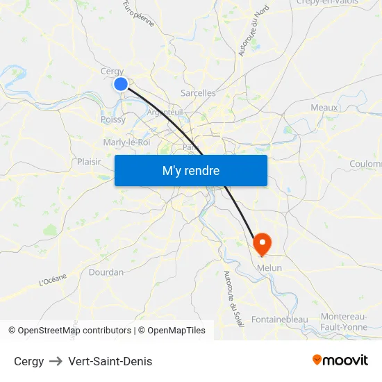 Cergy to Vert-Saint-Denis map