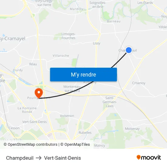 Champdeuil to Vert-Saint-Denis map