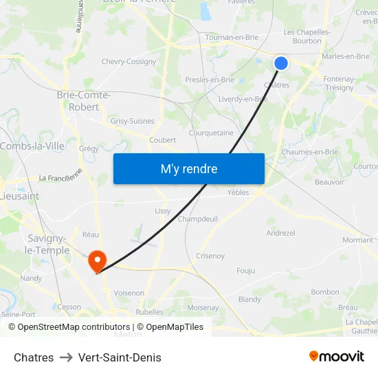 Chatres to Vert-Saint-Denis map