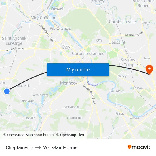 Cheptainville to Vert-Saint-Denis map