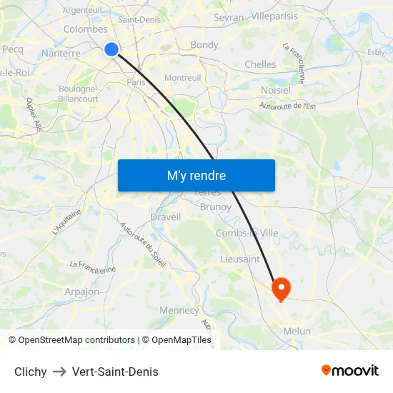 Clichy to Vert-Saint-Denis map