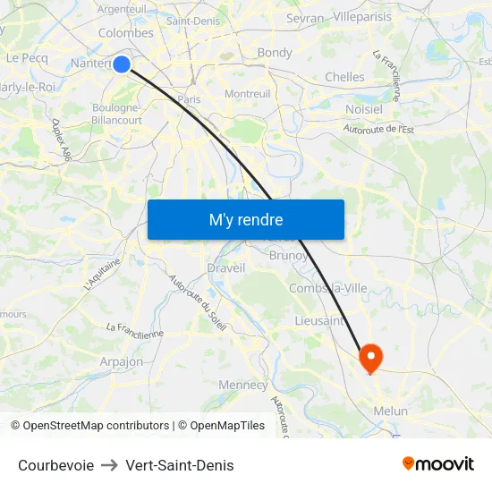 Courbevoie to Vert-Saint-Denis map