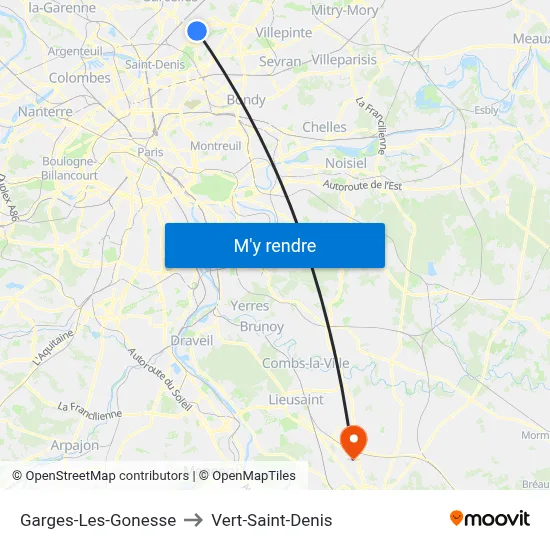 Garges-Les-Gonesse to Vert-Saint-Denis map