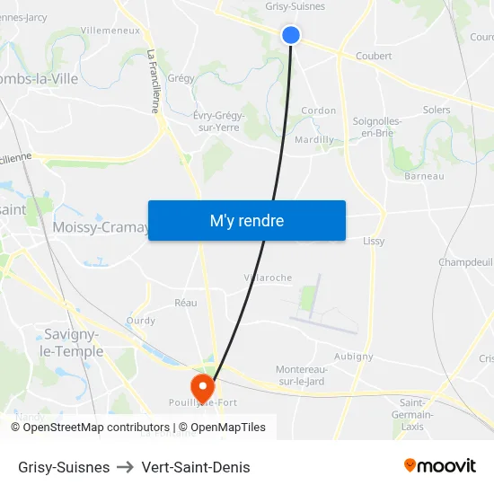 Grisy-Suisnes to Vert-Saint-Denis map