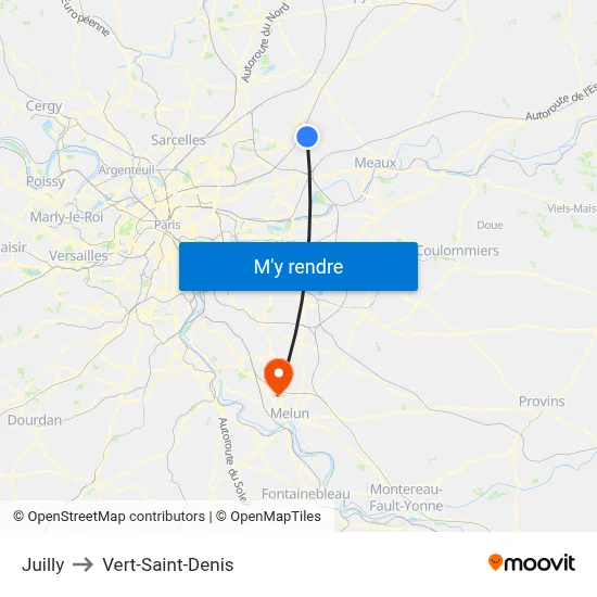 Juilly to Vert-Saint-Denis map
