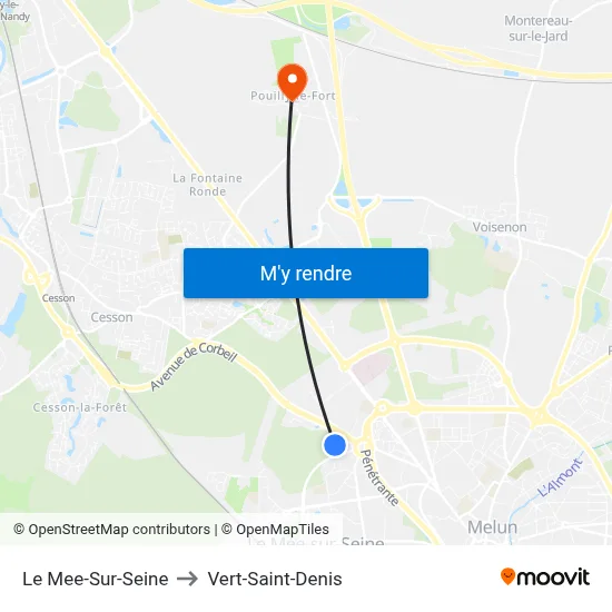 Le Mee-Sur-Seine to Vert-Saint-Denis map