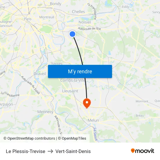 Le Plessis-Trevise to Vert-Saint-Denis map