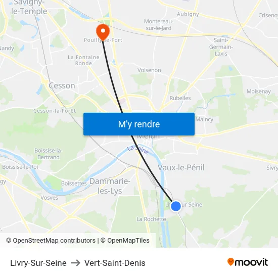 Livry-Sur-Seine to Vert-Saint-Denis map