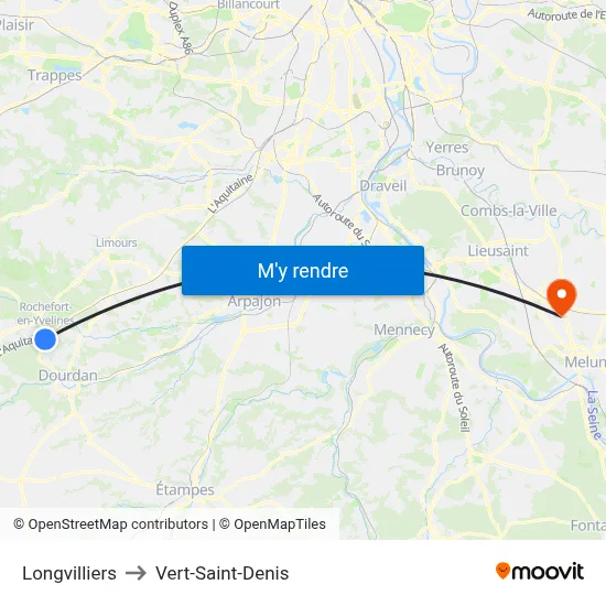 Longvilliers to Vert-Saint-Denis map