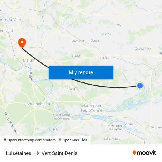 Luisetaines to Vert-Saint-Denis map