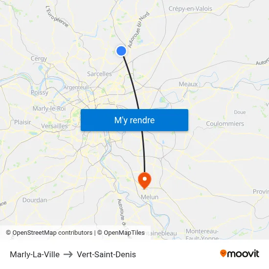 Marly-La-Ville to Vert-Saint-Denis map