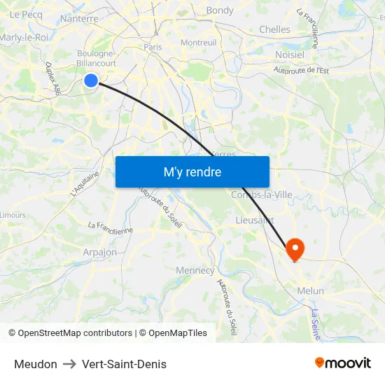 Meudon to Vert-Saint-Denis map