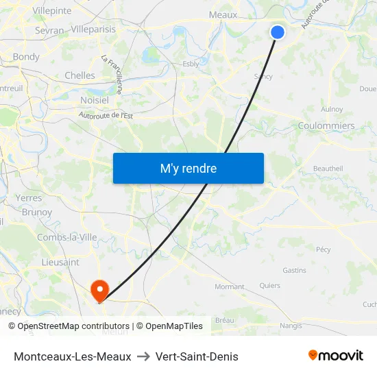 Montceaux-Les-Meaux to Vert-Saint-Denis map