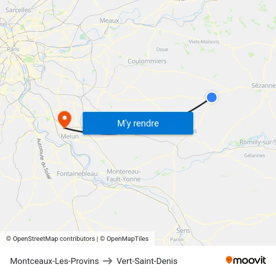 Montceaux-Les-Provins to Vert-Saint-Denis map