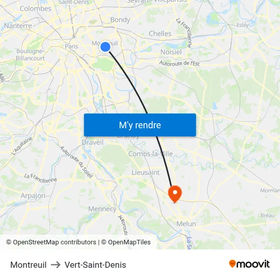 Montreuil to Vert-Saint-Denis map