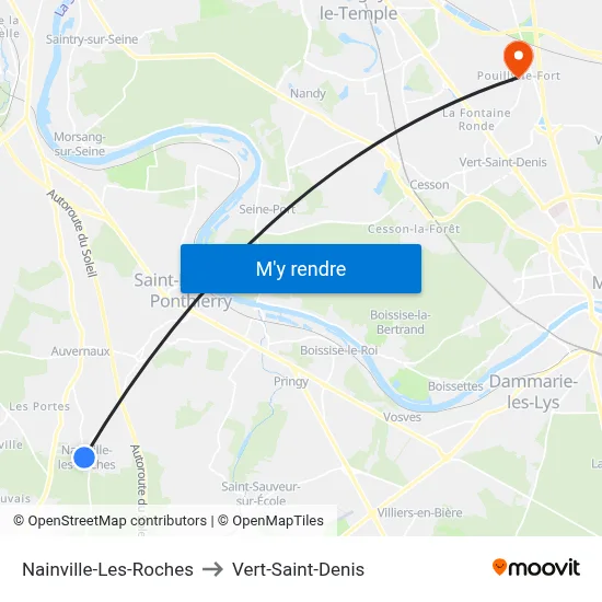Nainville-Les-Roches to Vert-Saint-Denis map