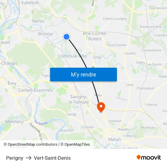 Perigny to Vert-Saint-Denis map