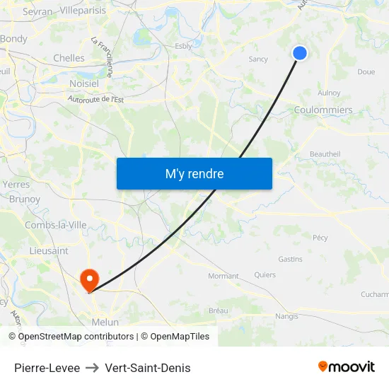 Pierre-Levee to Vert-Saint-Denis map